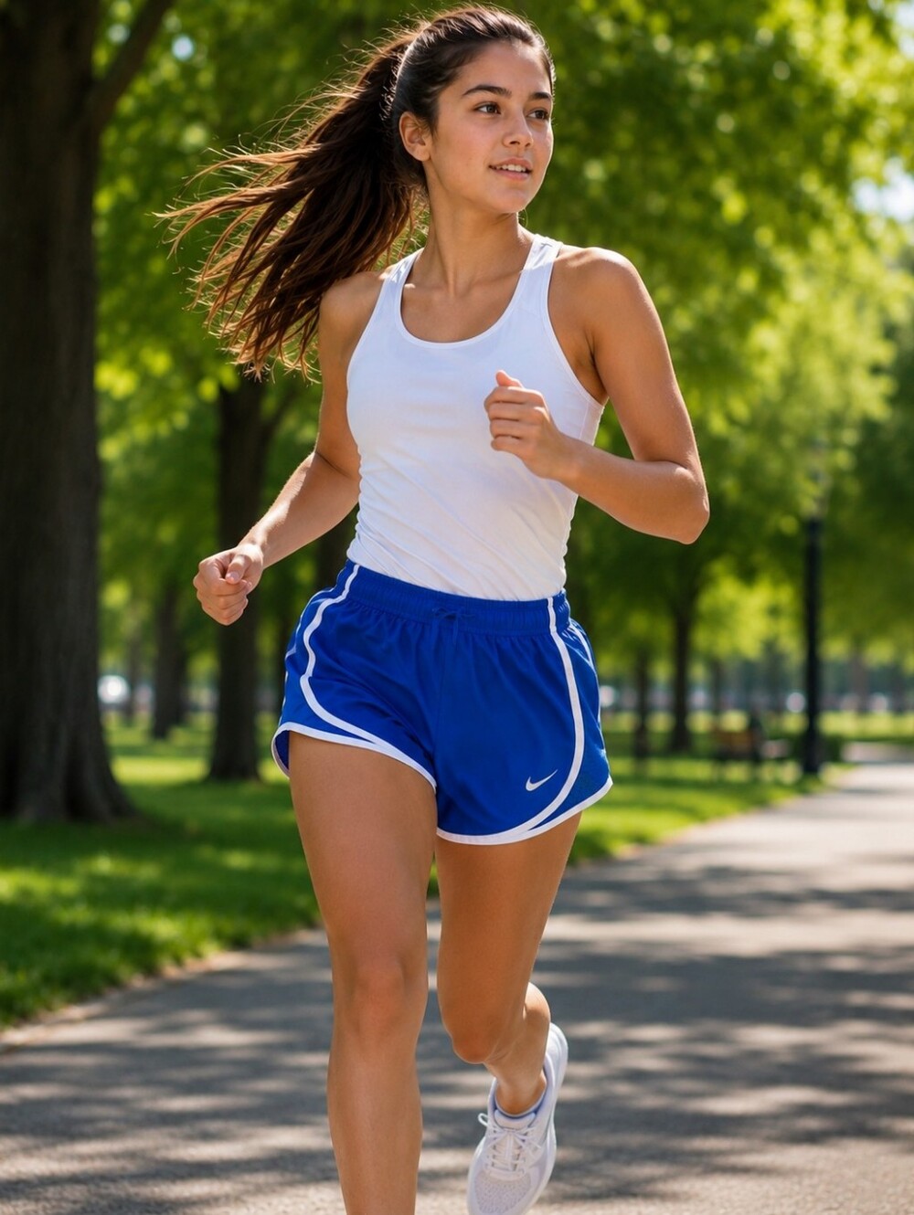 Nike Royal Blue Women's Sm Athletic Shorts with White Trim - Pair